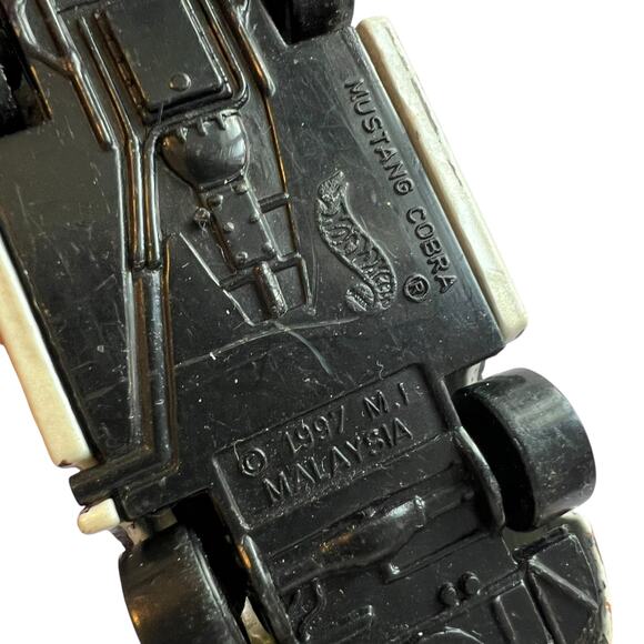 1997 Hot Wheels Mustang Cobra Race Car White w/Orange Black Checkered Graphics - Picture 7 of 8